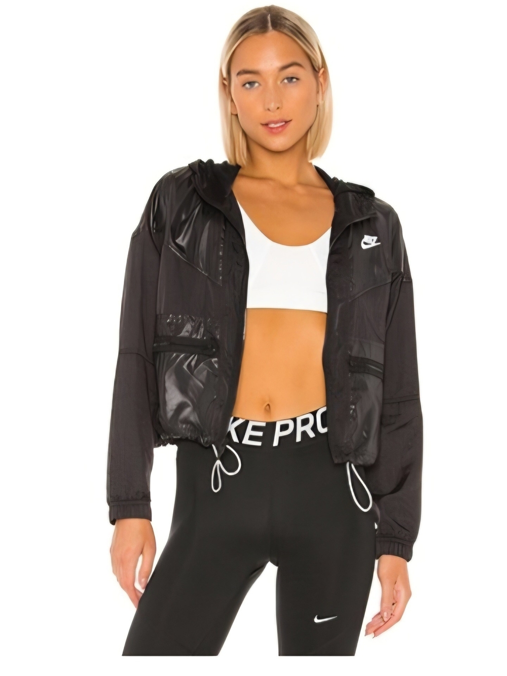 Nike Black Hooded Crop Windbreaker Jacket